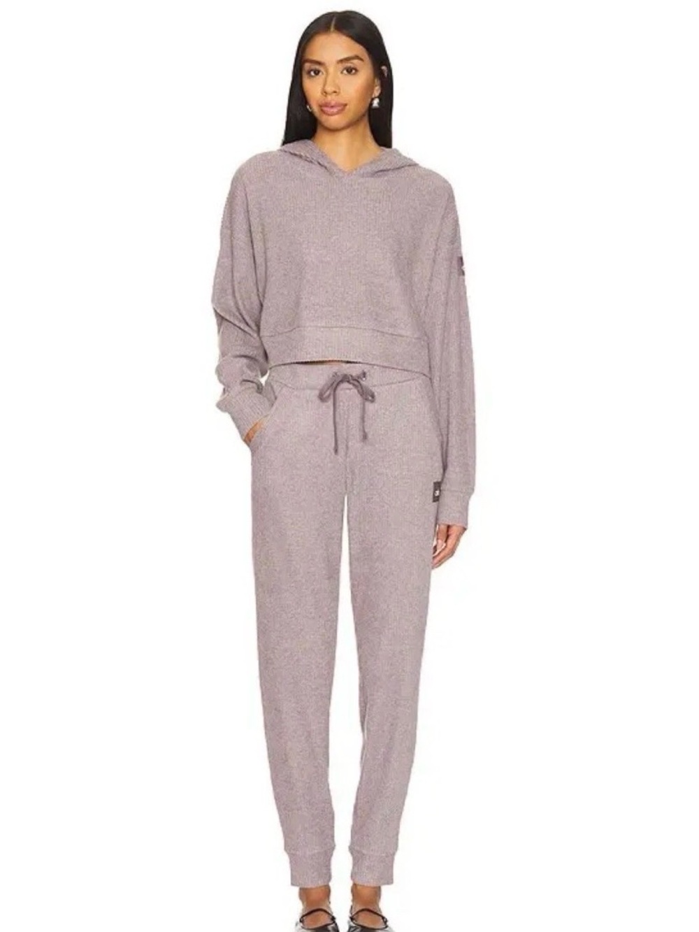Alo yoga muse hoodie grey ribbed sz L - Picture 3 of 8